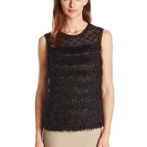{BCBGMAXAZRIA} Women's Black Auden Sleeveless Fringe Tank Top